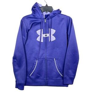 Under Armour Sz Small Sweatshirt Womens Purple Hoodie Full Zip Outdoors Pockets